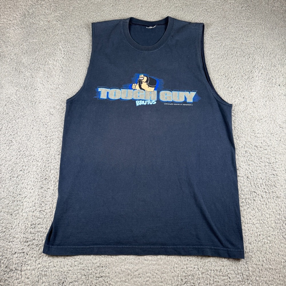 Popeye Shirt Men Blue Halter Universal Studios Brutus Guy Cotton Tee Logo No Tag